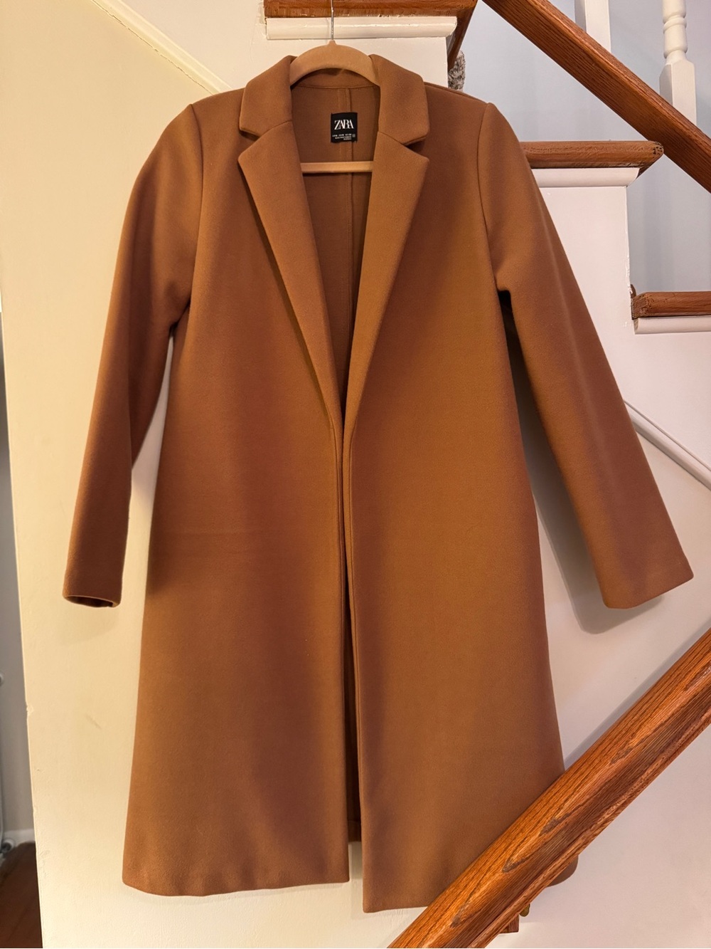 Zara Women's Camel Open-Front Trench Coat